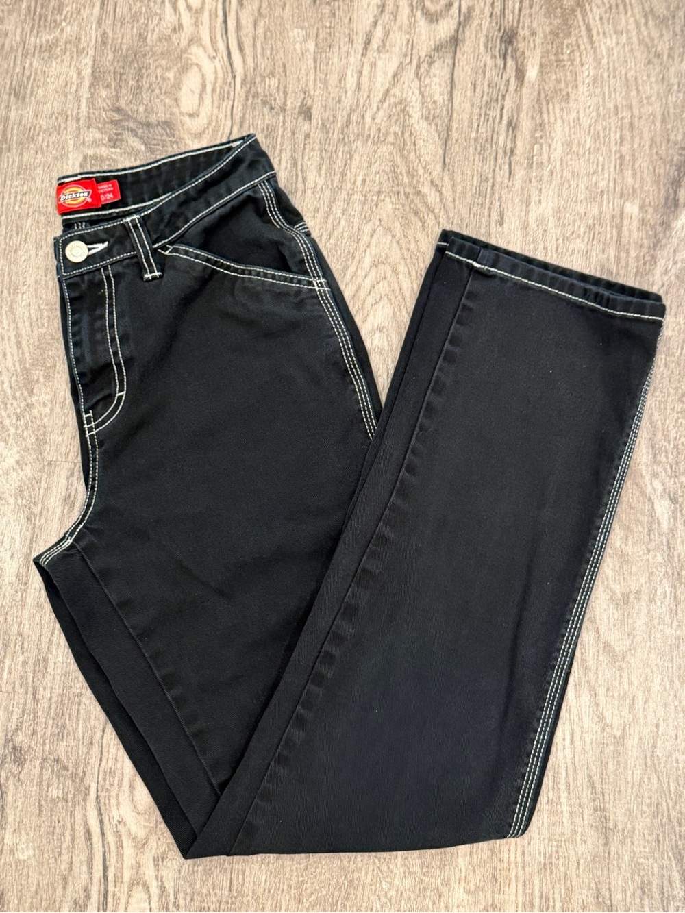 Dickies Juniors 0/24 Black Carpenter Pants White
Contrast Stitch Utility